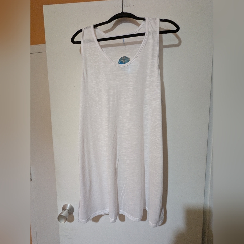 Lavender Field White Relaxed Sleeveless Tank Top